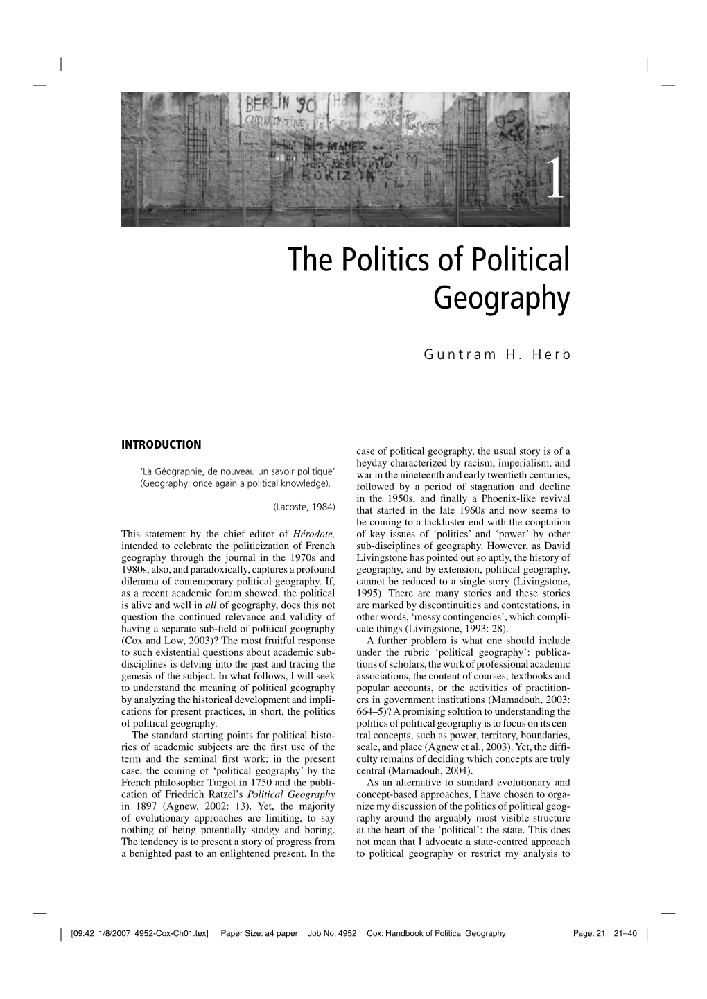 The Politics of Political Geography