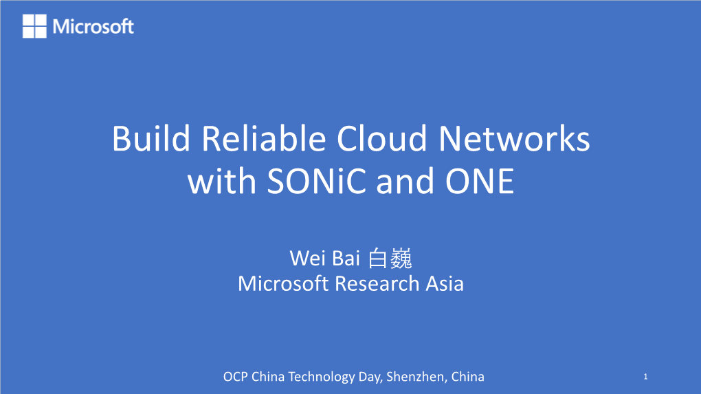 Build Reliable Cloud Networks with Sonic and ONE