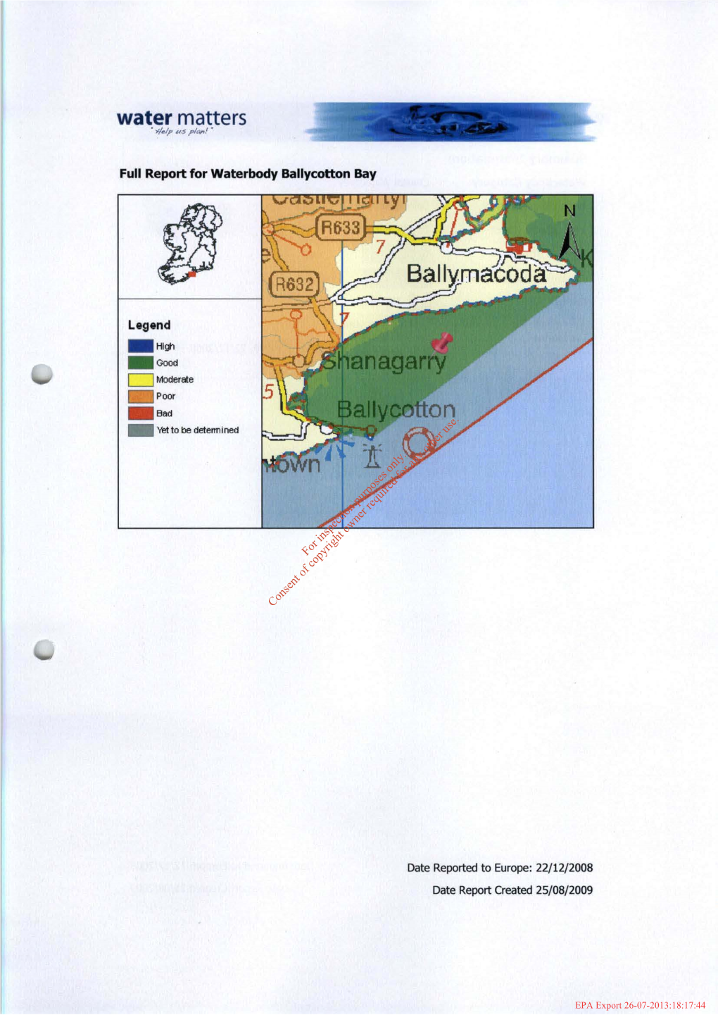 SHANAGARRY, GARRYVOE, Aallyconon LAYOUT SHOWING LOCATION of ""'Mal