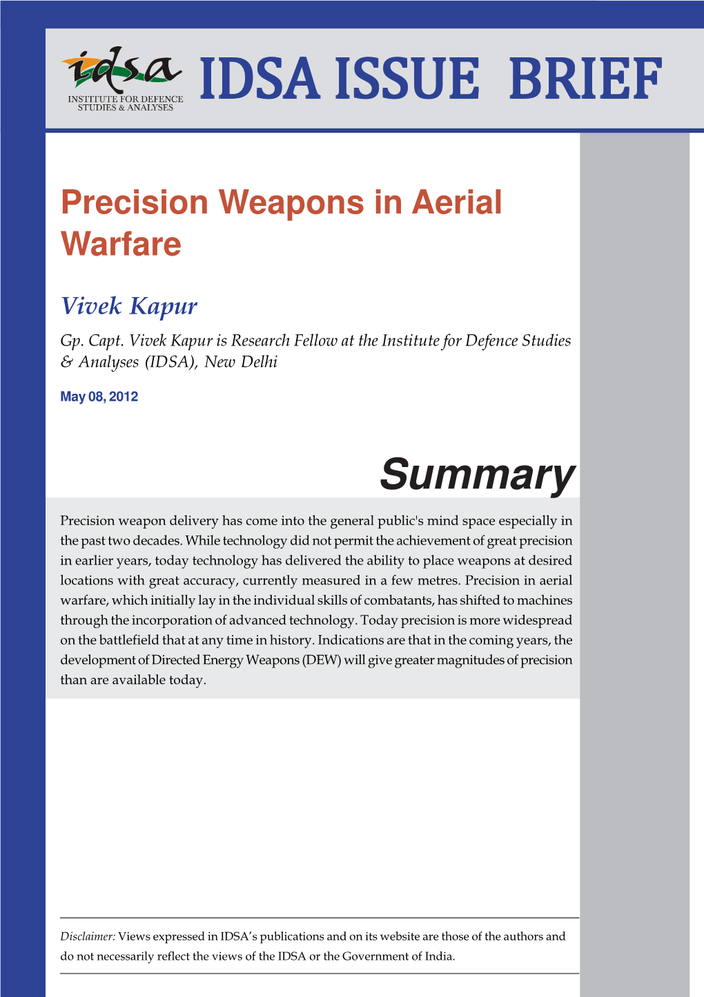 Precision Weapons in Aerial Warfare