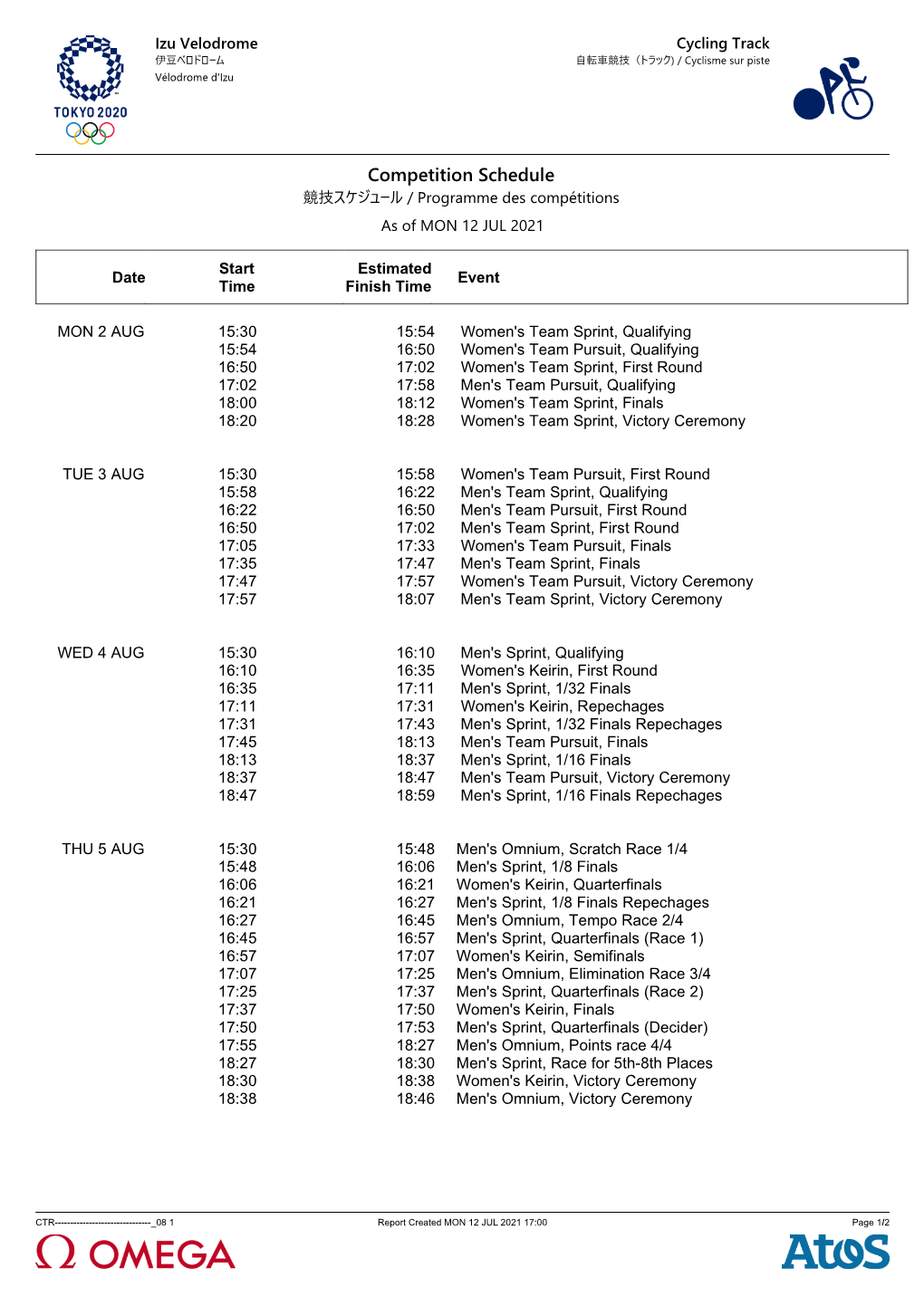 Competition Schedule