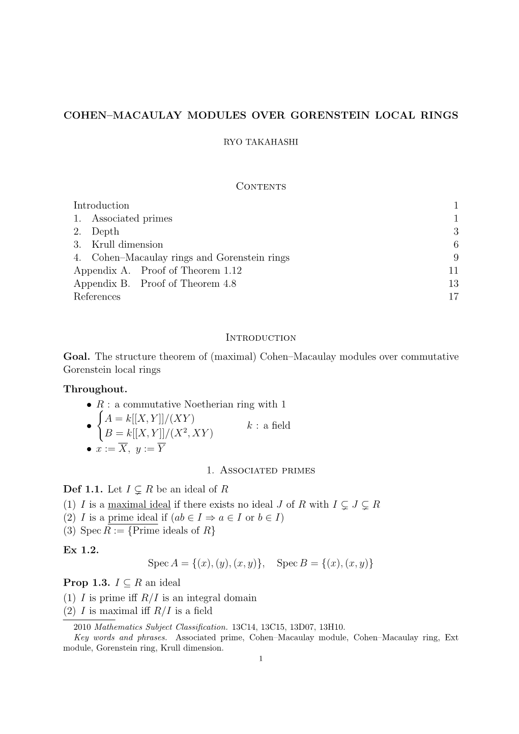 Cohen-Macaulay Modules Over Gorenstein Local Rings