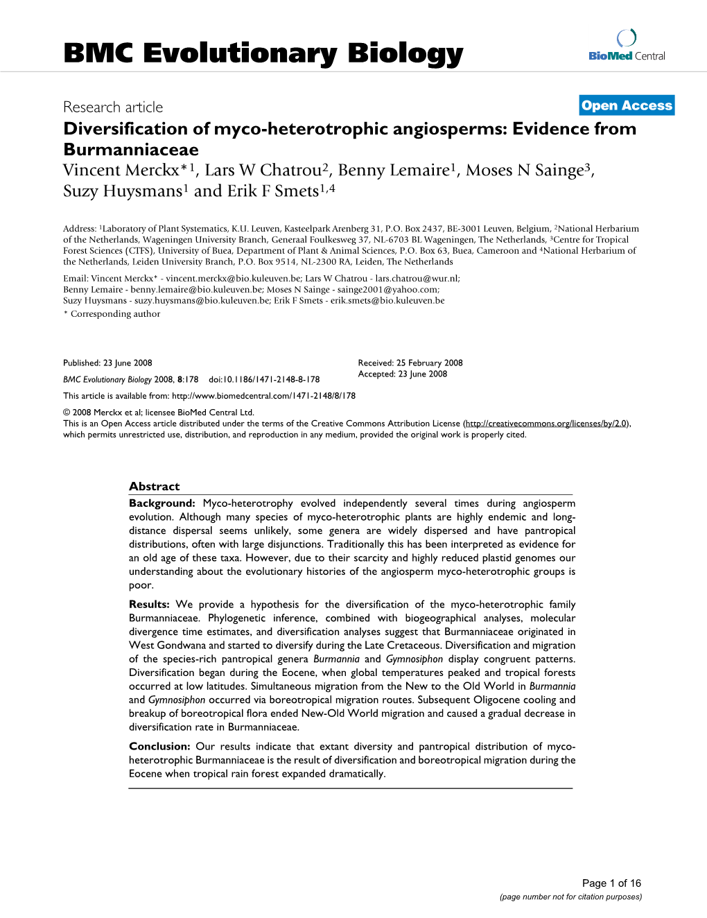 Diversification of Myco-Heterotrophic Angiosperms: Evidence From