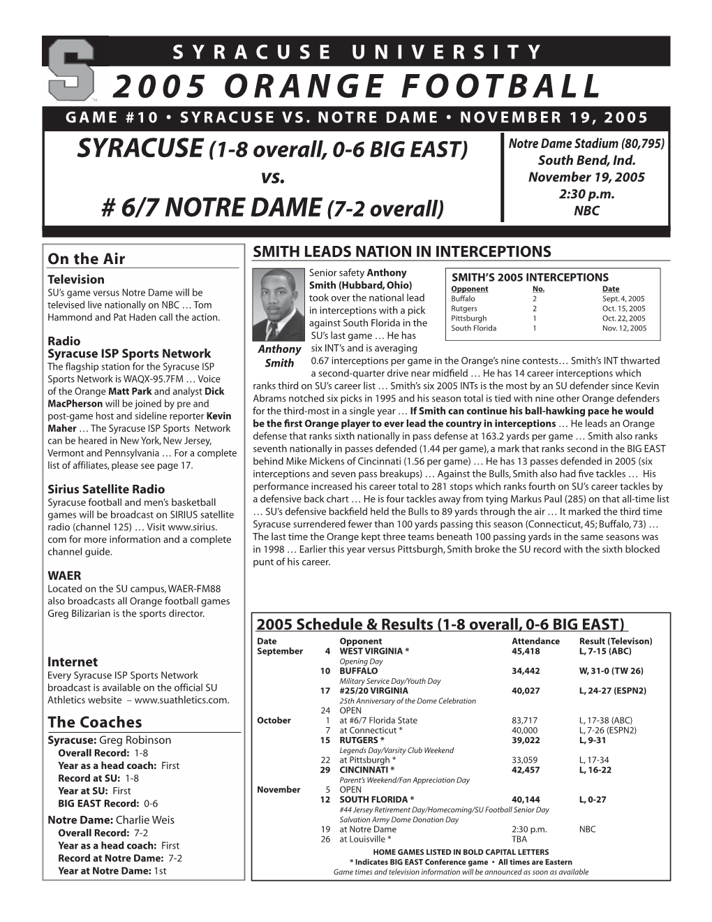 2005 Orange Football Game #10 • Syracuse Vs