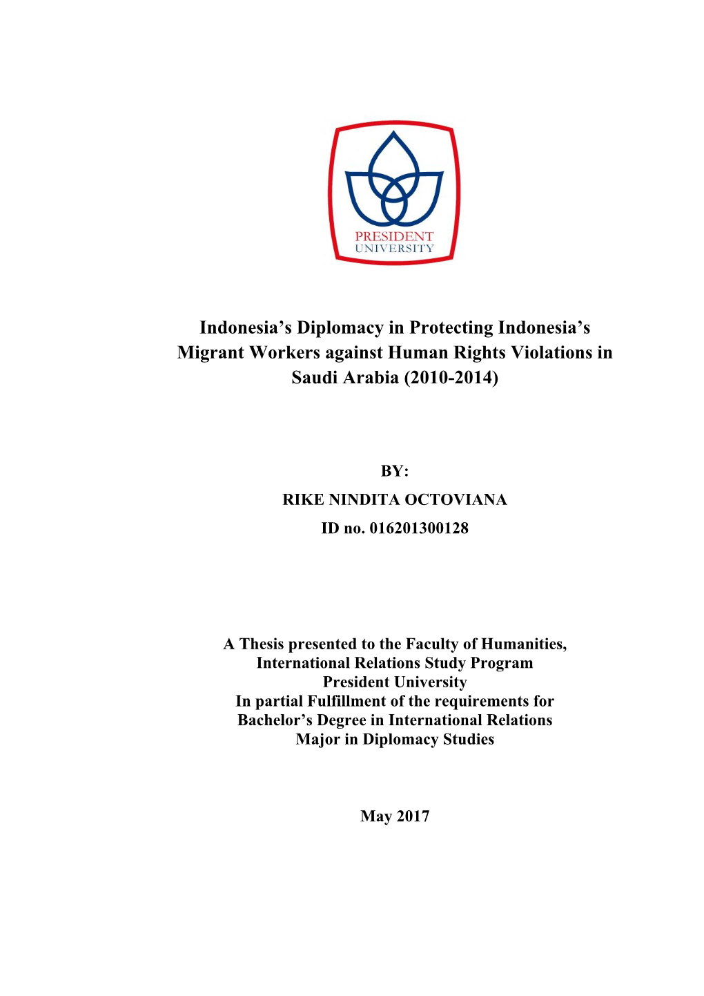 Indonesia's Diplomacy in Protecting Indonesia's Migrant Workers