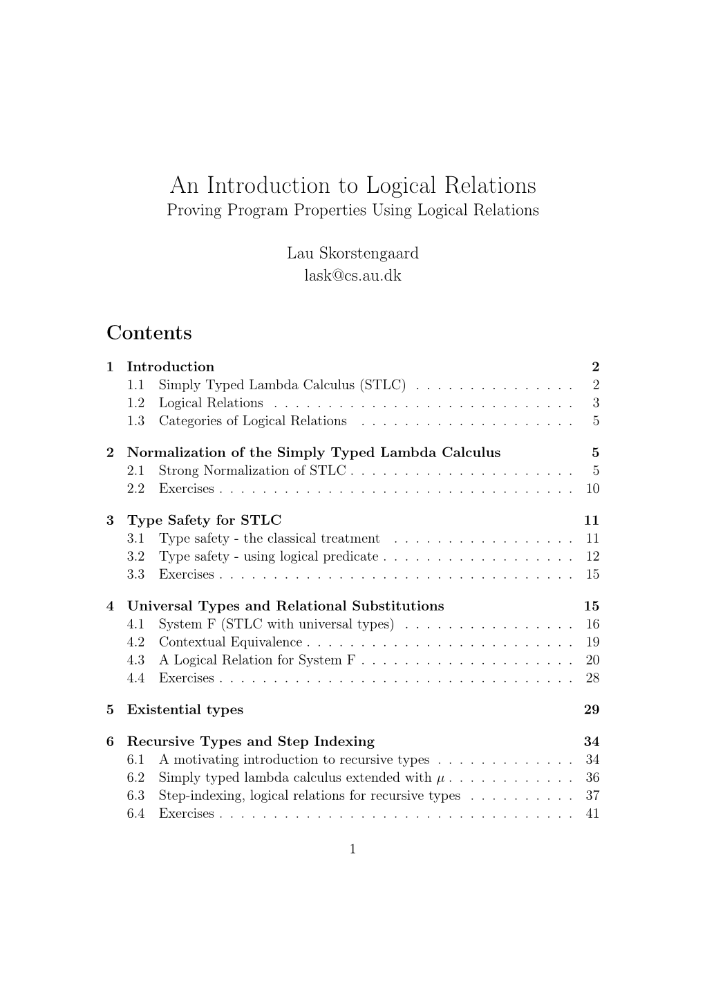 An Introduction to Logical Relations Proving Program Properties Using Logical Relations