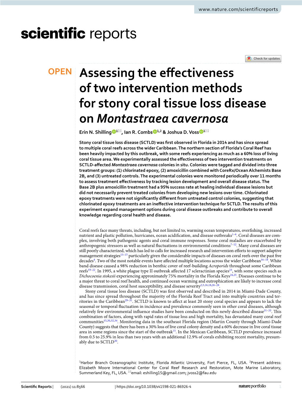 Assessing the Effectiveness of Two Intervention Methods for Stony Coral