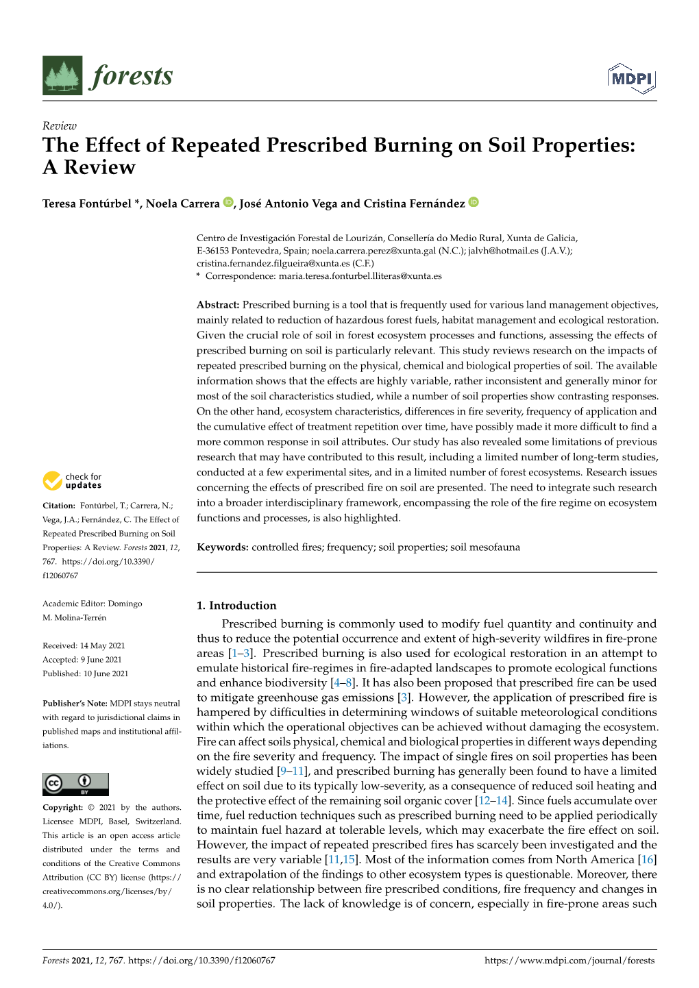 The Effect of Repeated Prescribed Burning on Soil Properties:A Review