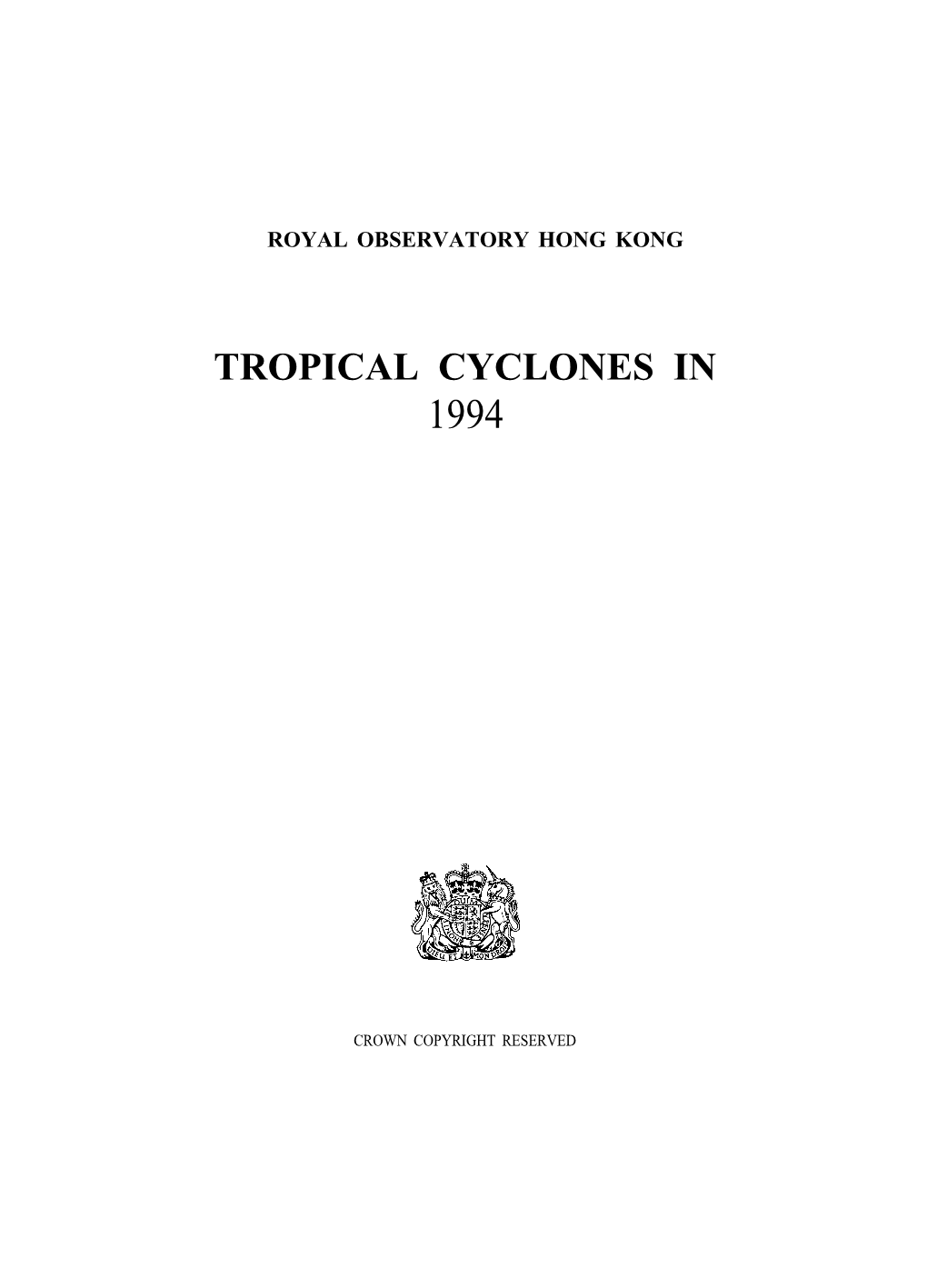 Tropical Cyclones in 1994