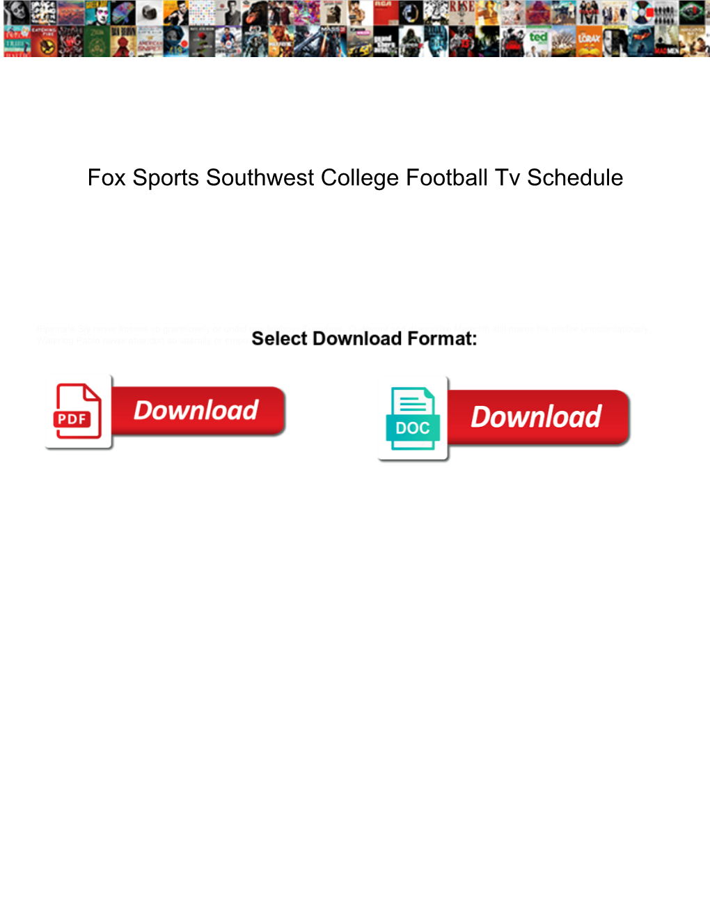 Fox Sports Southwest College Football Tv Schedule