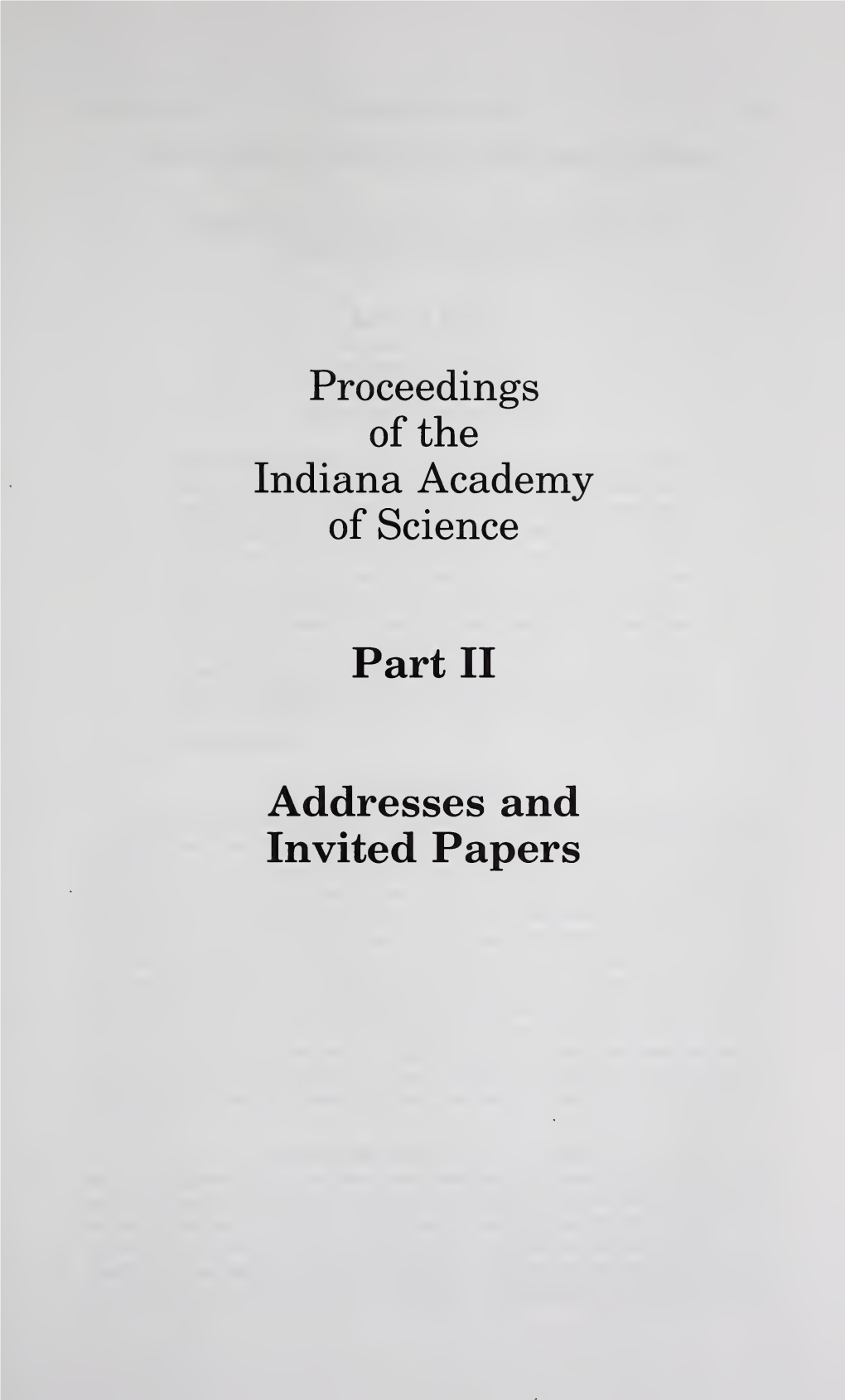 Proceedings of the Indiana Academy of Science