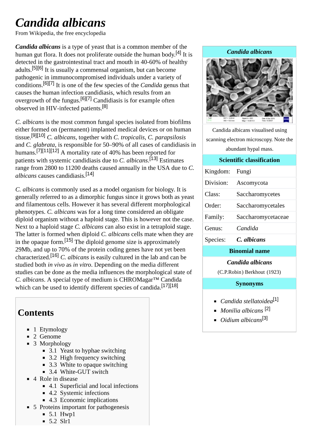 Candida Albicans from Wikipedia, the Free Encyclopedia