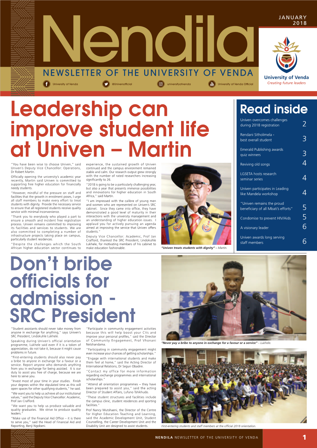 Leadership Can Improve Student Life at Univen – Martin