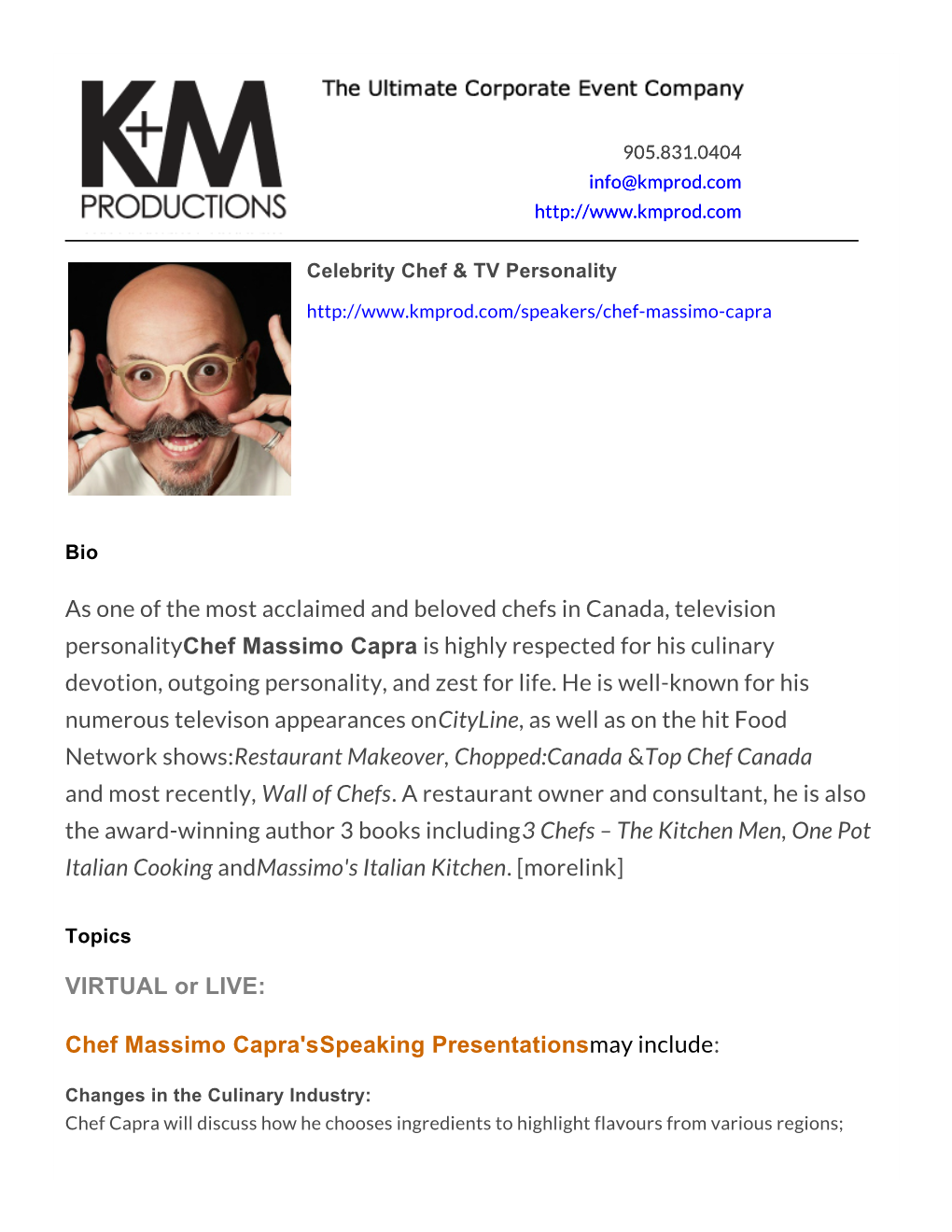 Chef Massimo Capra | Celebrity Chef | Speaking