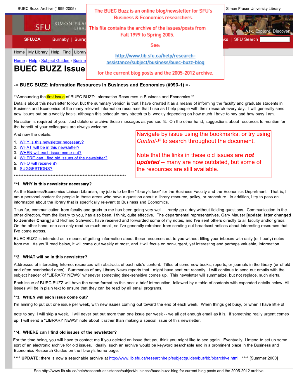 BUEC Buzz Archive (1999-2005)