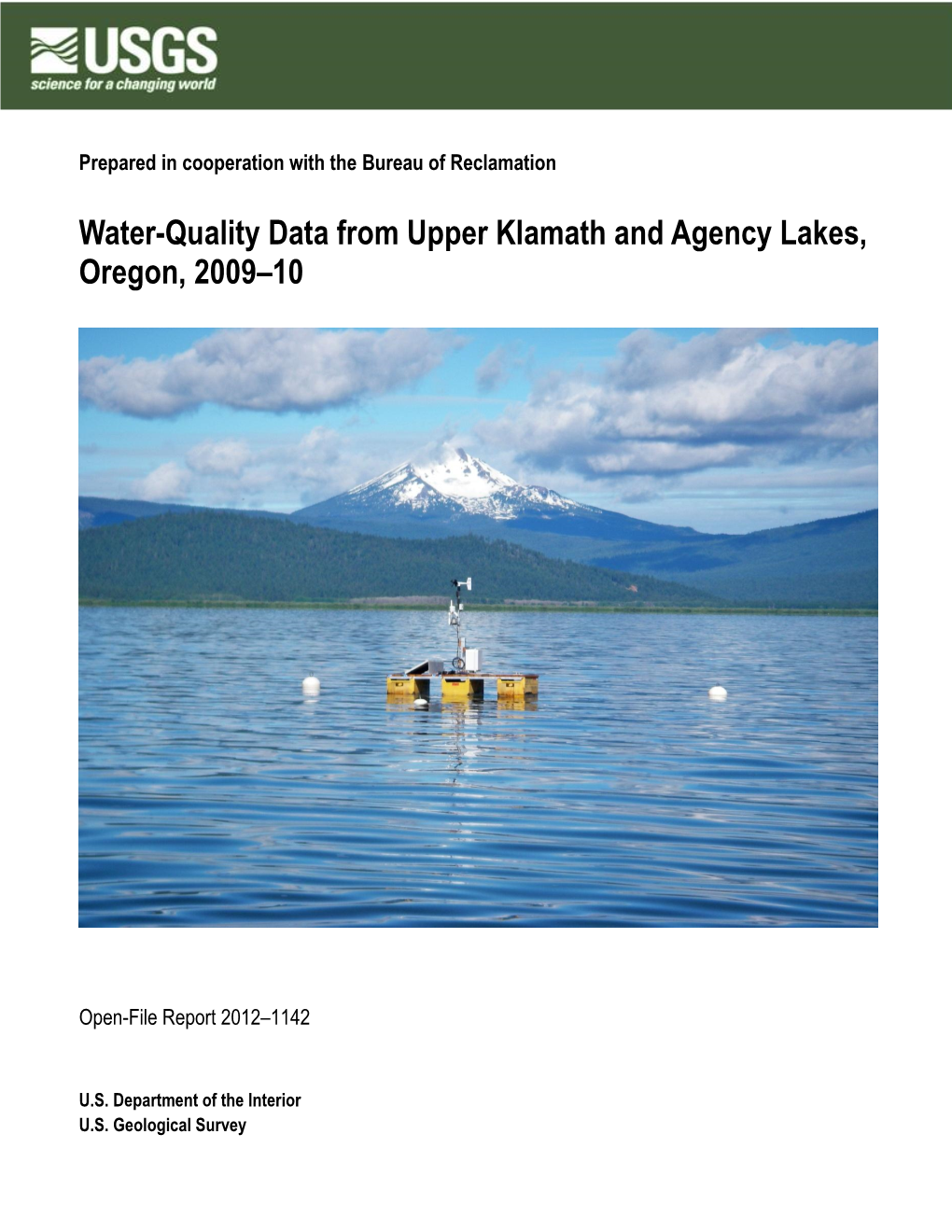 Water-Quality Data from Upper Klamath and Agency Lakes, Oregon, 2009–10