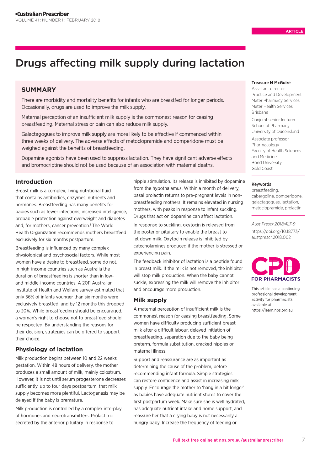 Drugs Affecting Milk Supply During Lactation