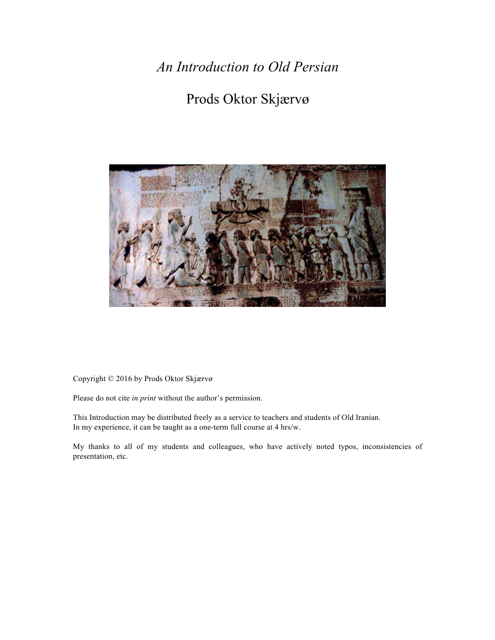 An Introduction to Old Persian Prods Oktor Skjærvø