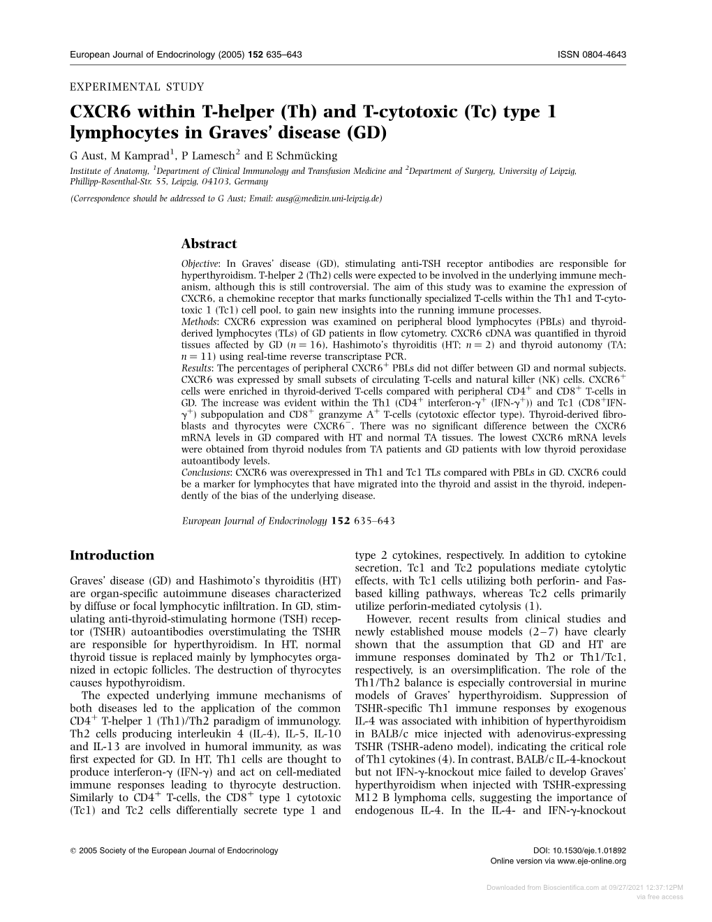 CXCR6 Within T-Helper (Th) and T-Cytotoxic