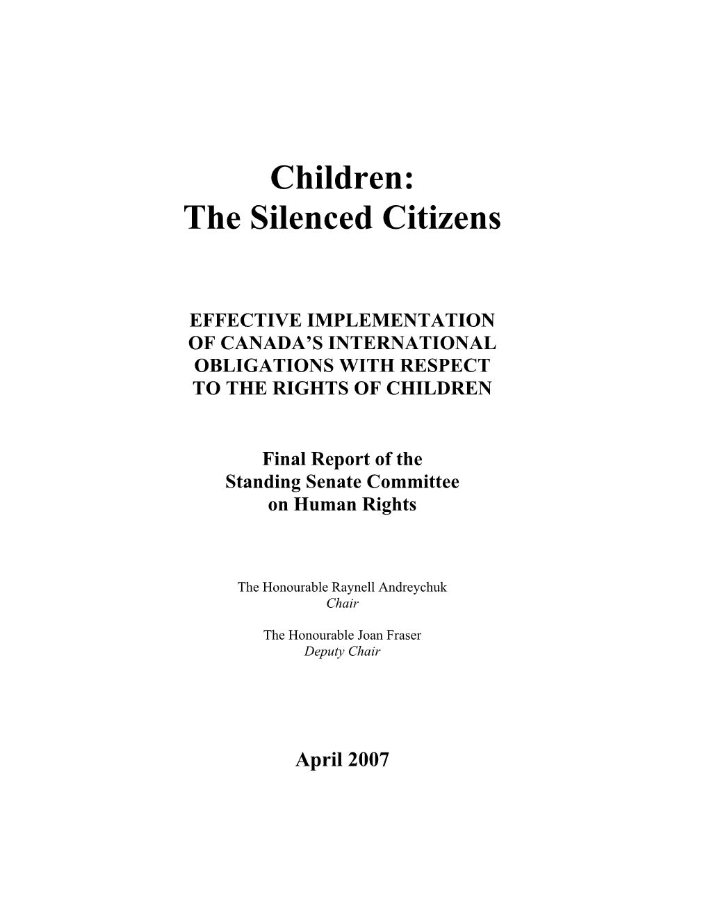 Children: the Silenced Citizens