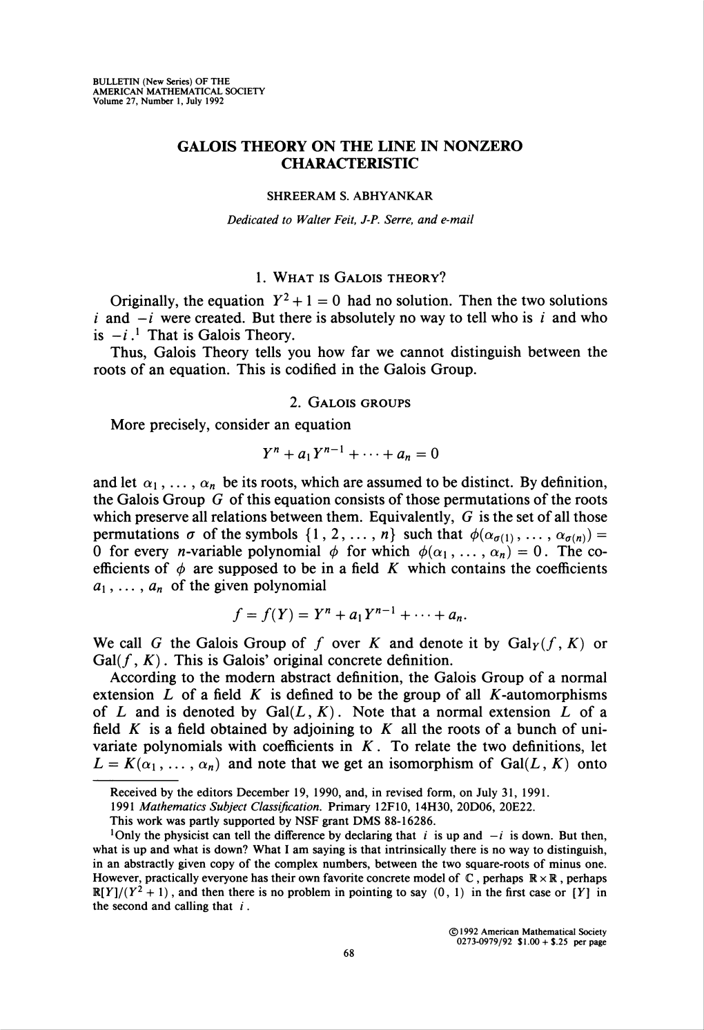 Galois Theory on the Line in Nonzero Characteristic