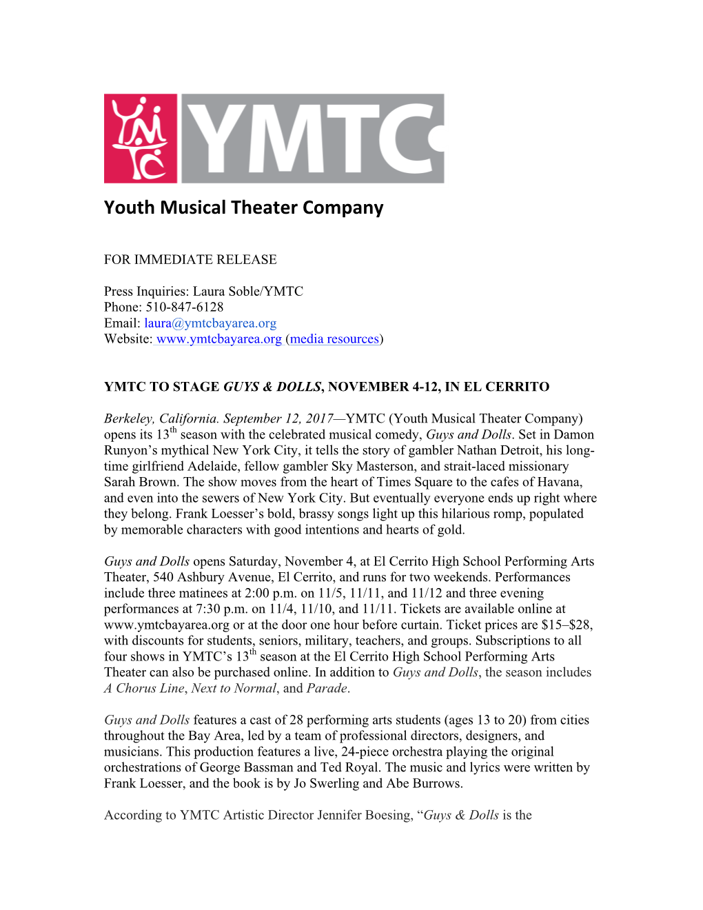 Youth Musical Theater Company