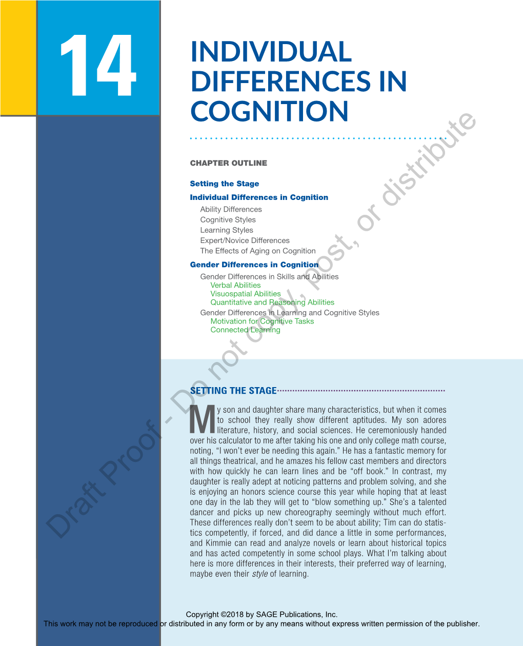 Chapter 14: Individual Differences in Cognition 369 Copyright ©2018 by SAGE Publications, Inc