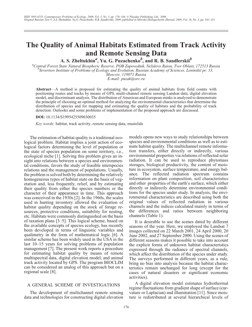 The Quality of Animal Habitats Estimated from Track Activity and Remote Sensing Data a B B A