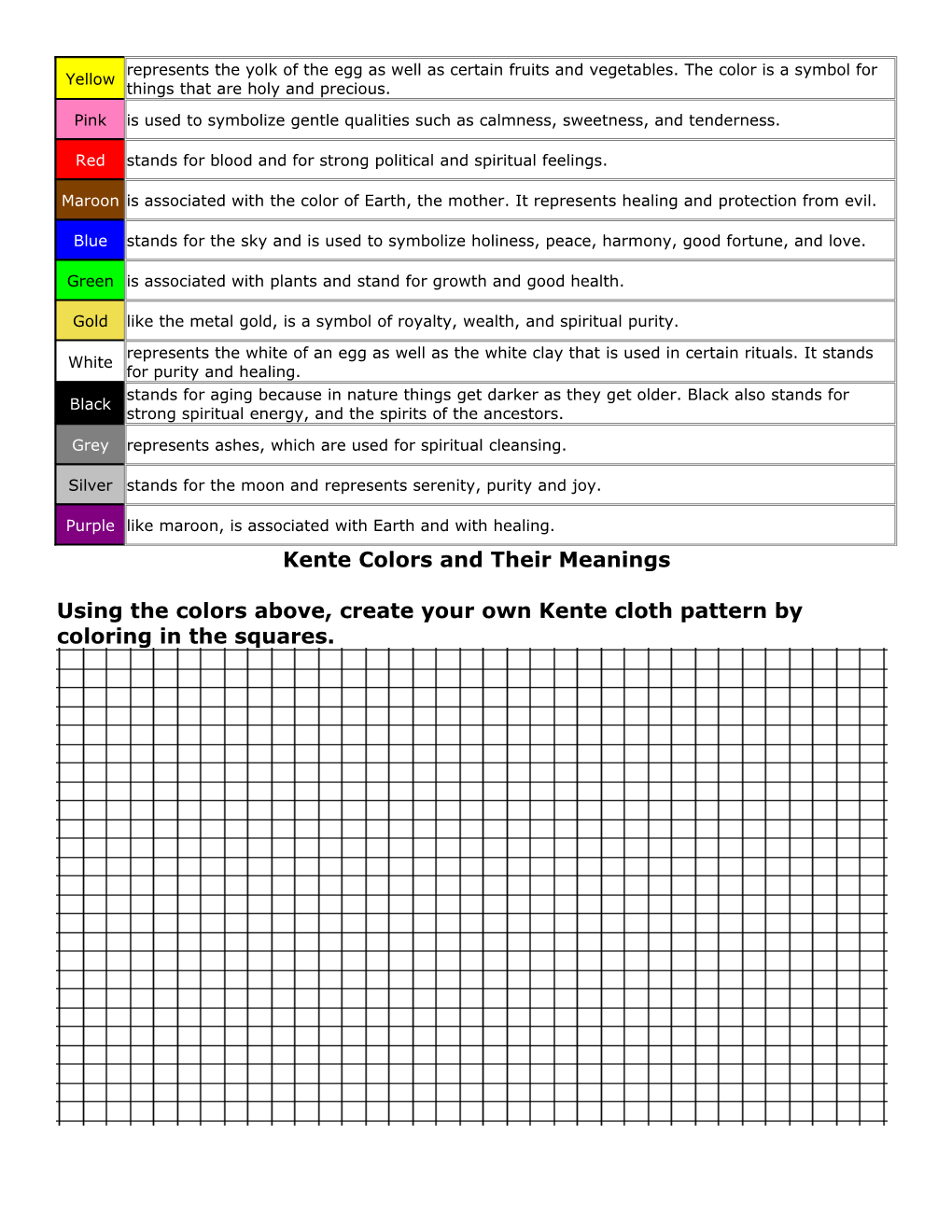 Kente Colors and Their Meanings