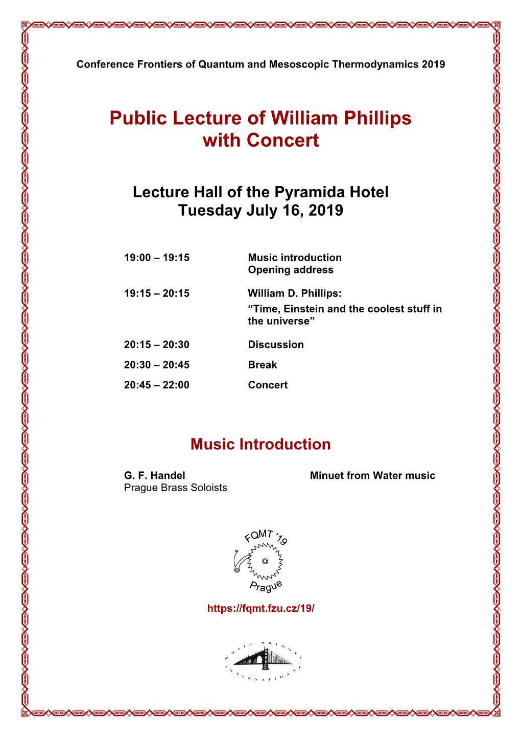 Public Lecture of William Phillips and Concert of Classical Music In