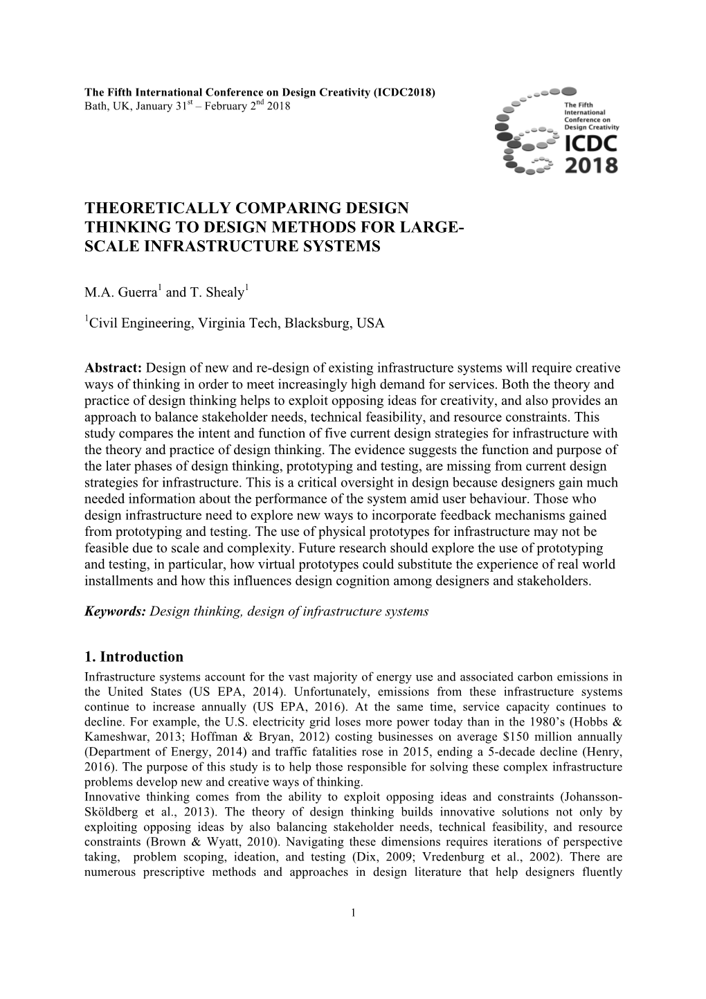 Theoretically Comparing Design Thinking to Design Methods for Large- Scale Infrastructure Systems