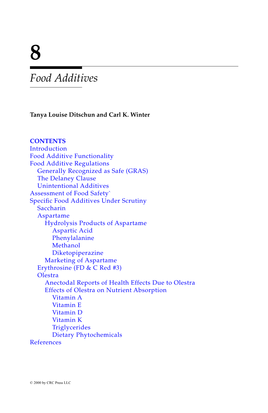 Chapter 8: Food Additives