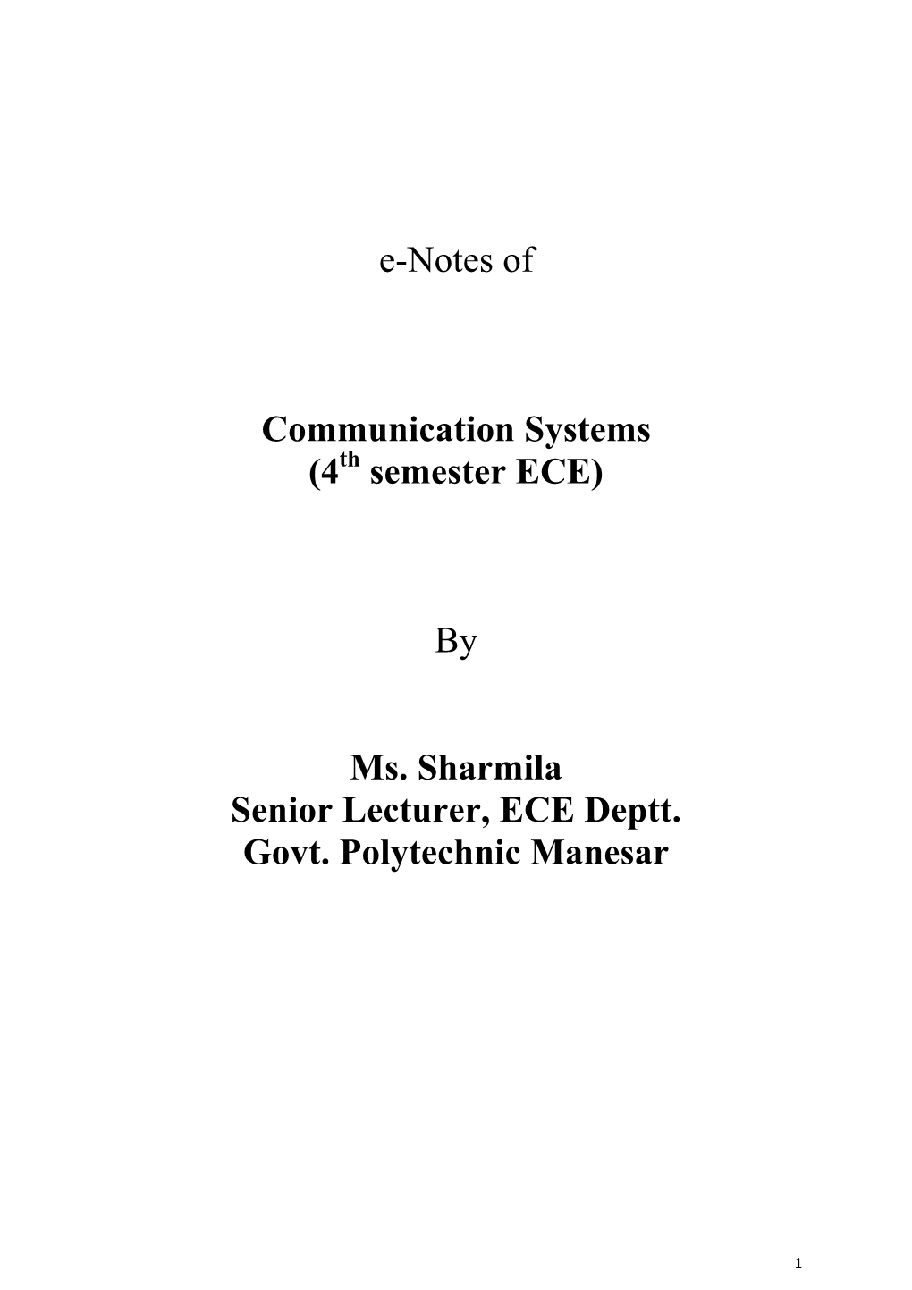 Communication Systems (4Th Semester ECE)