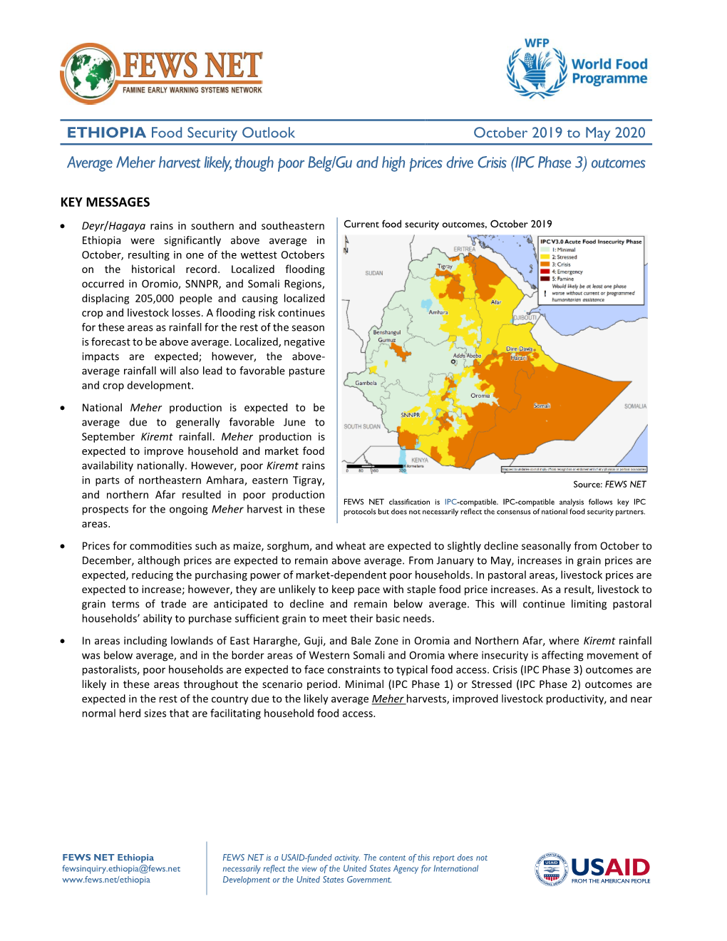 FEWS NETS Ethiopia Food Security Outlook