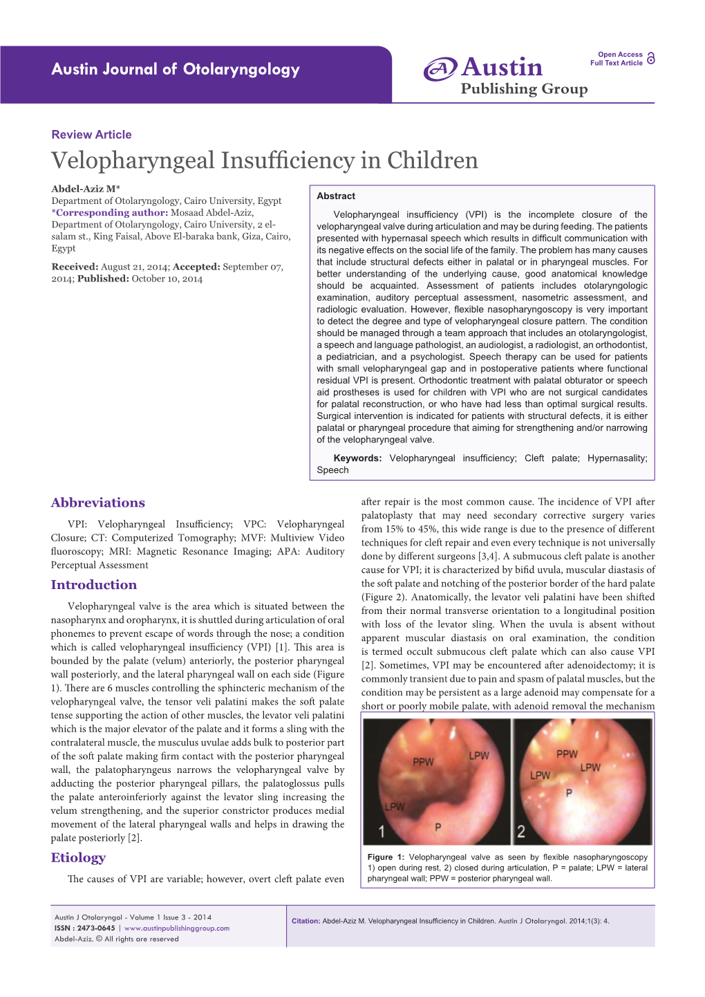 Velopharyngeal Insufficiency in Children