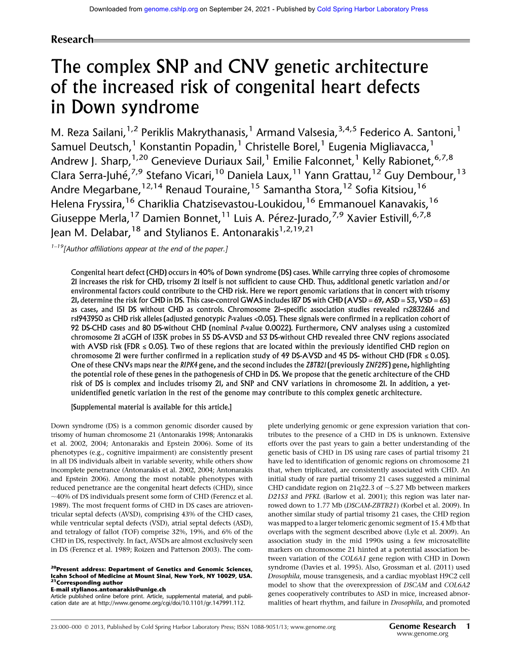 The Complex SNP and CNV Genetic Architecture of the Increased Risk of Congenital Heart Defects in Down Syndrome