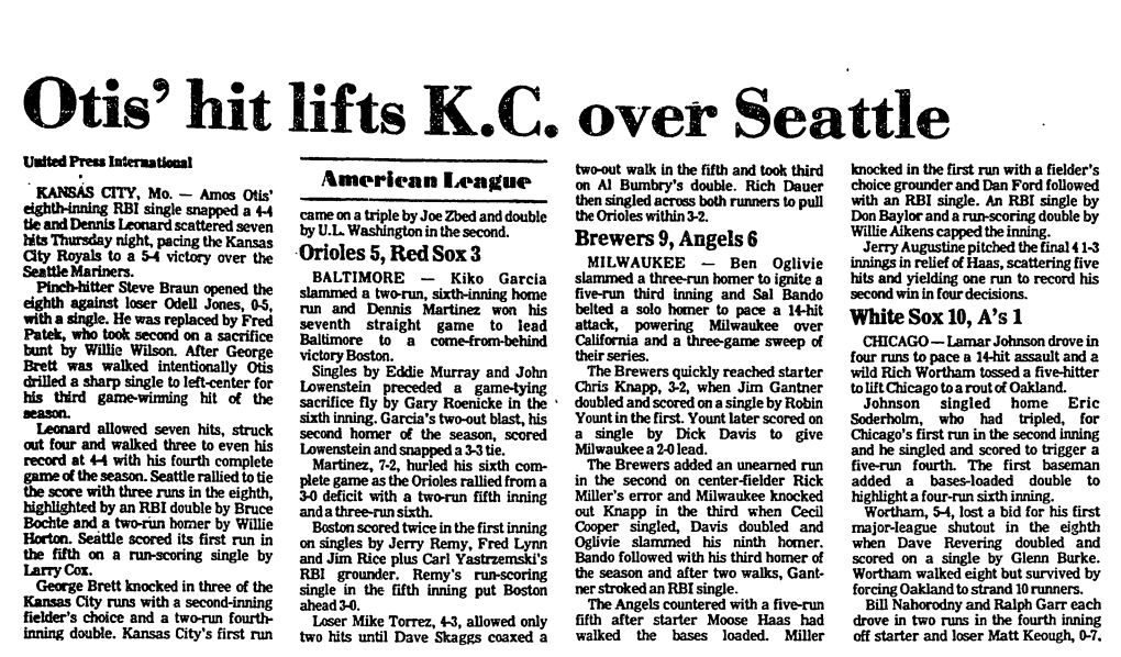 Otis' Hit Lifts K.C. Over Seattle