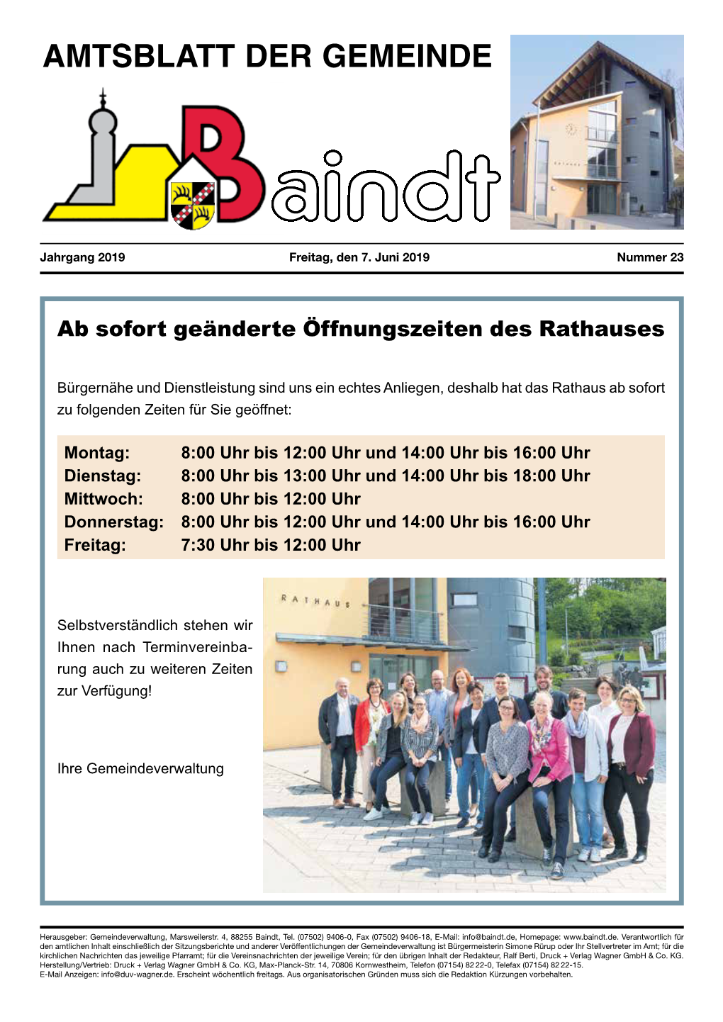 Amtsblatt Vom 07.06.2019