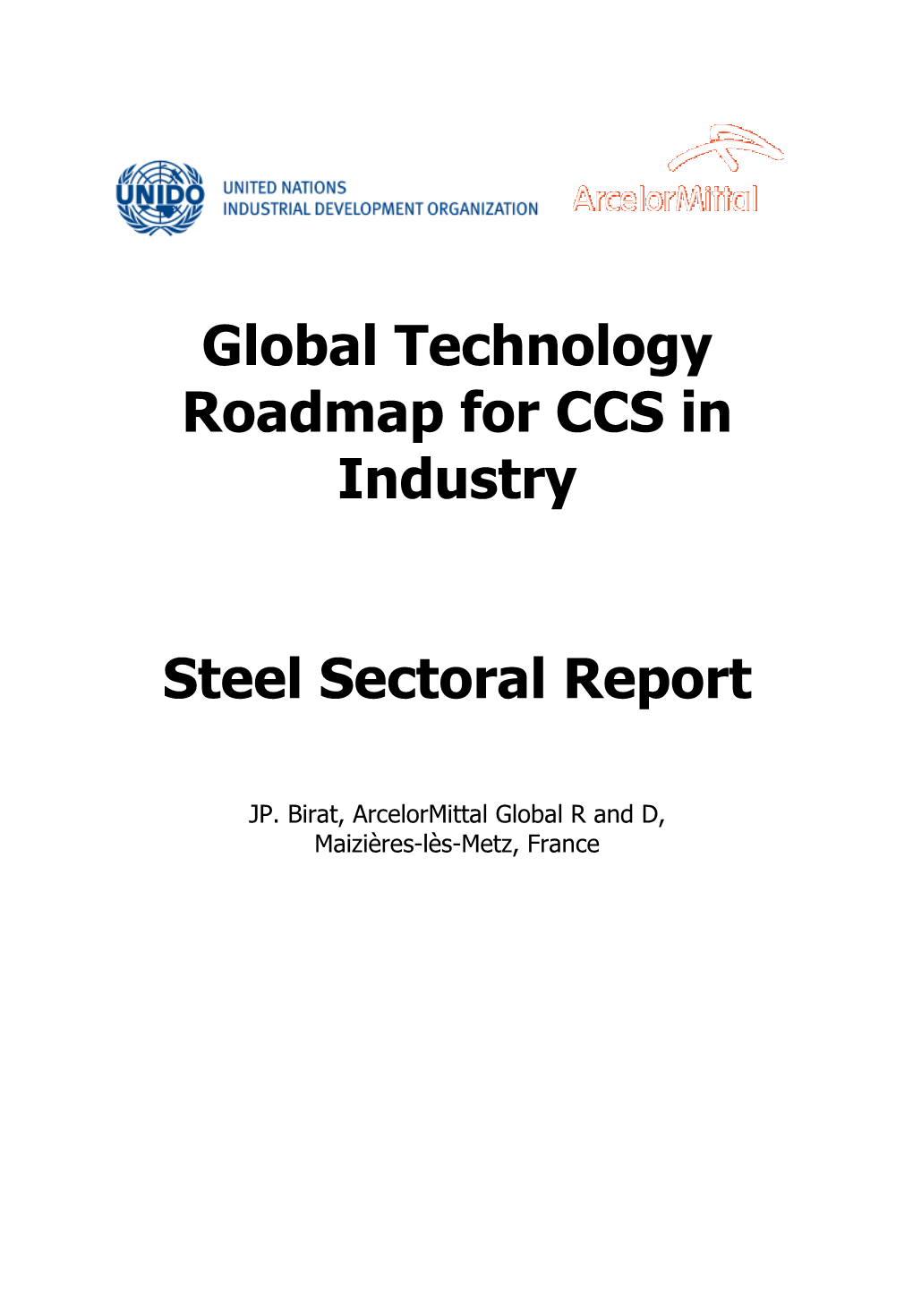 Global Technology Roadmap for CCS in Industry Steel Sectoral Report