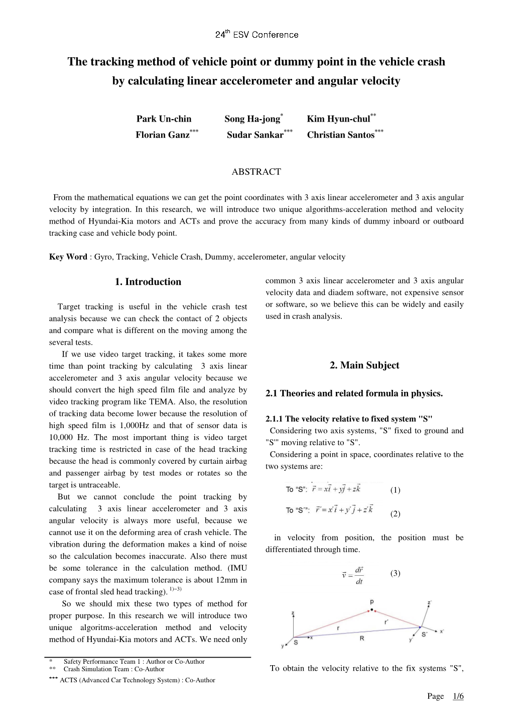 The Tracking Method of Vehicle Point Or Dummy Point in the Vehicle Crash by Calculating Linear Accelerometer and Angular Velocity