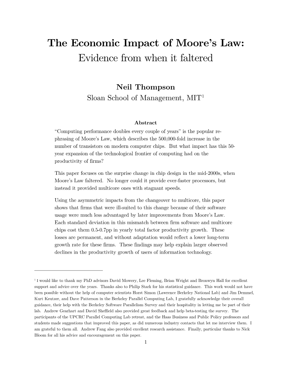 The Economic Impact of Moore's Law: Evidence from When It Faltered