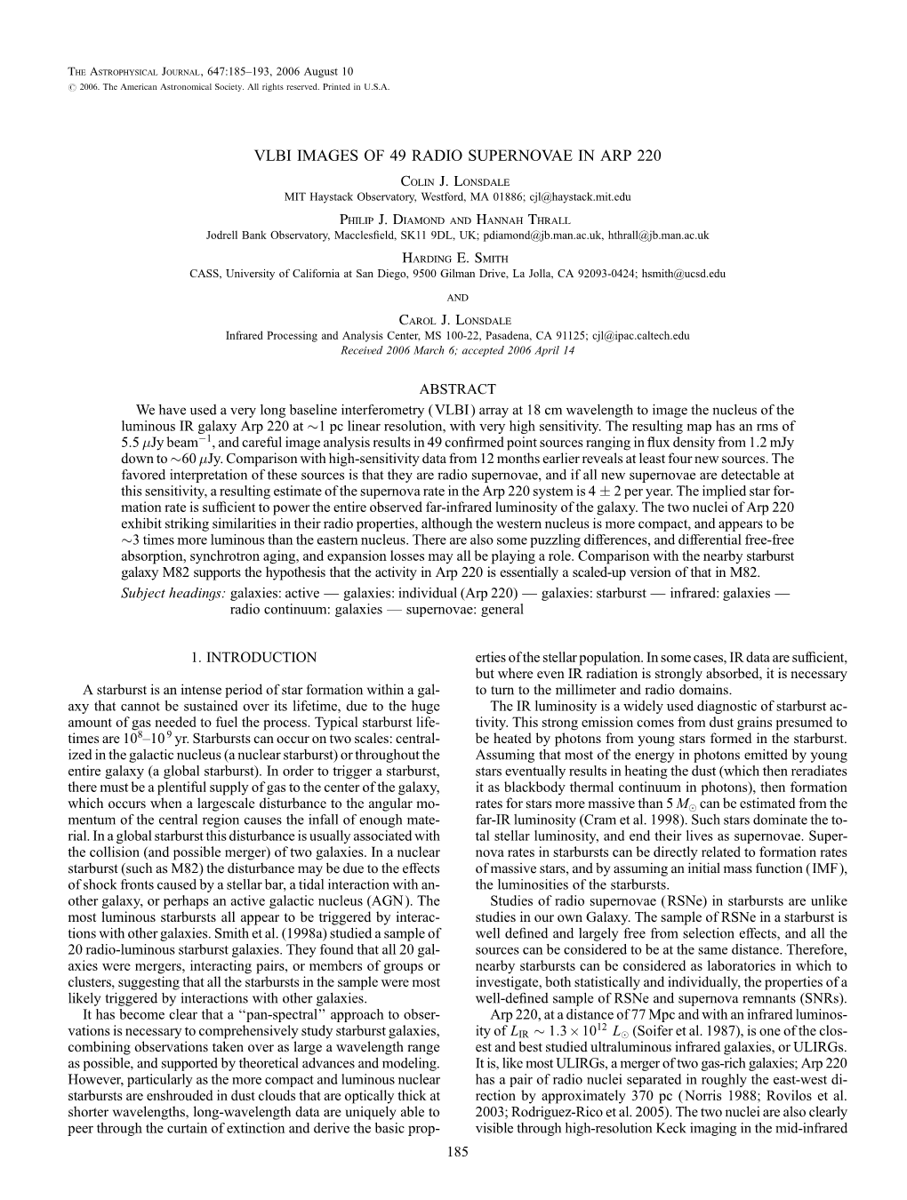 VLBI IMAGES of 49 RADIO SUPERNOVAE in ARP 220 Colin J