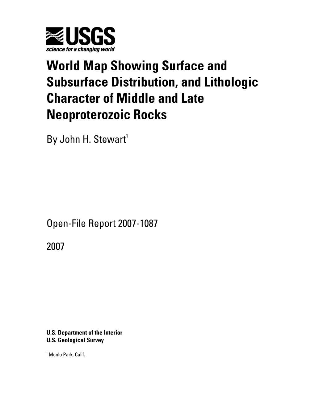 World Map Showing Surface and Subsurface Distribution, and Lithologic Character of Middle and Late Neoproterozoic Rocks