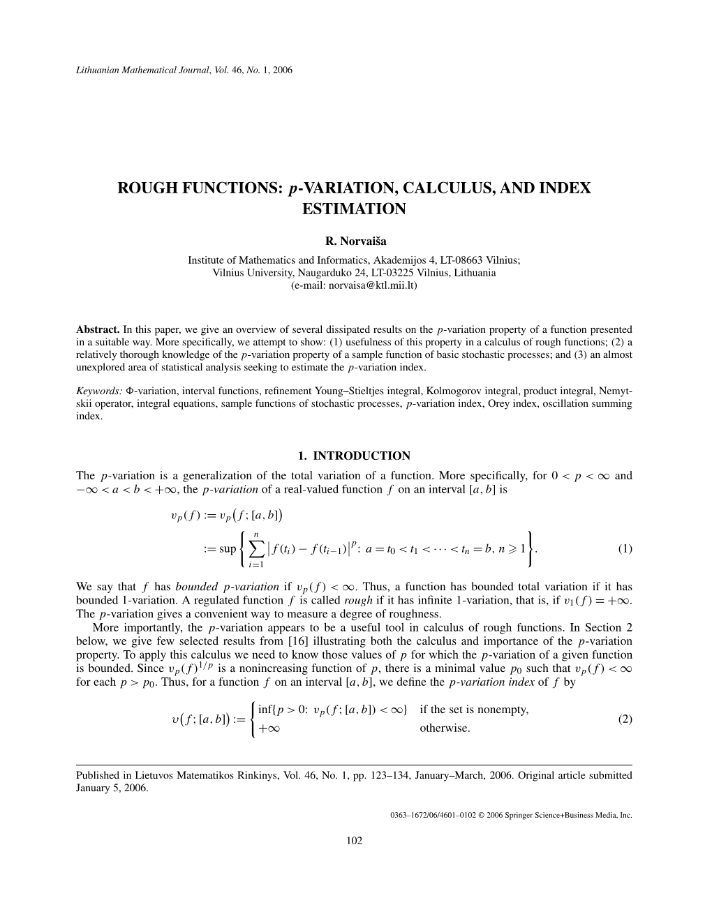 P</Emphasis>-Variation, Calculus, and Index Estimation