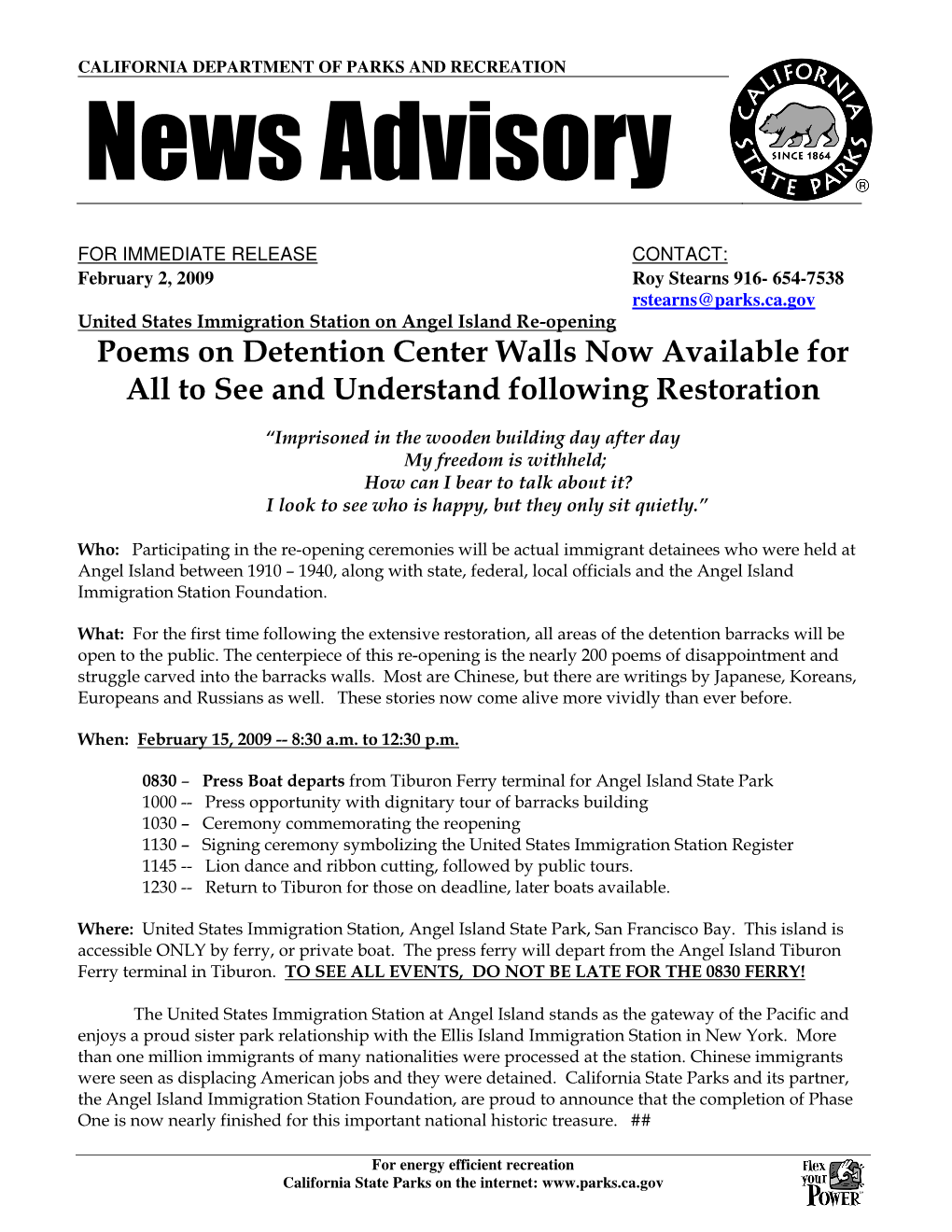 News Advisory