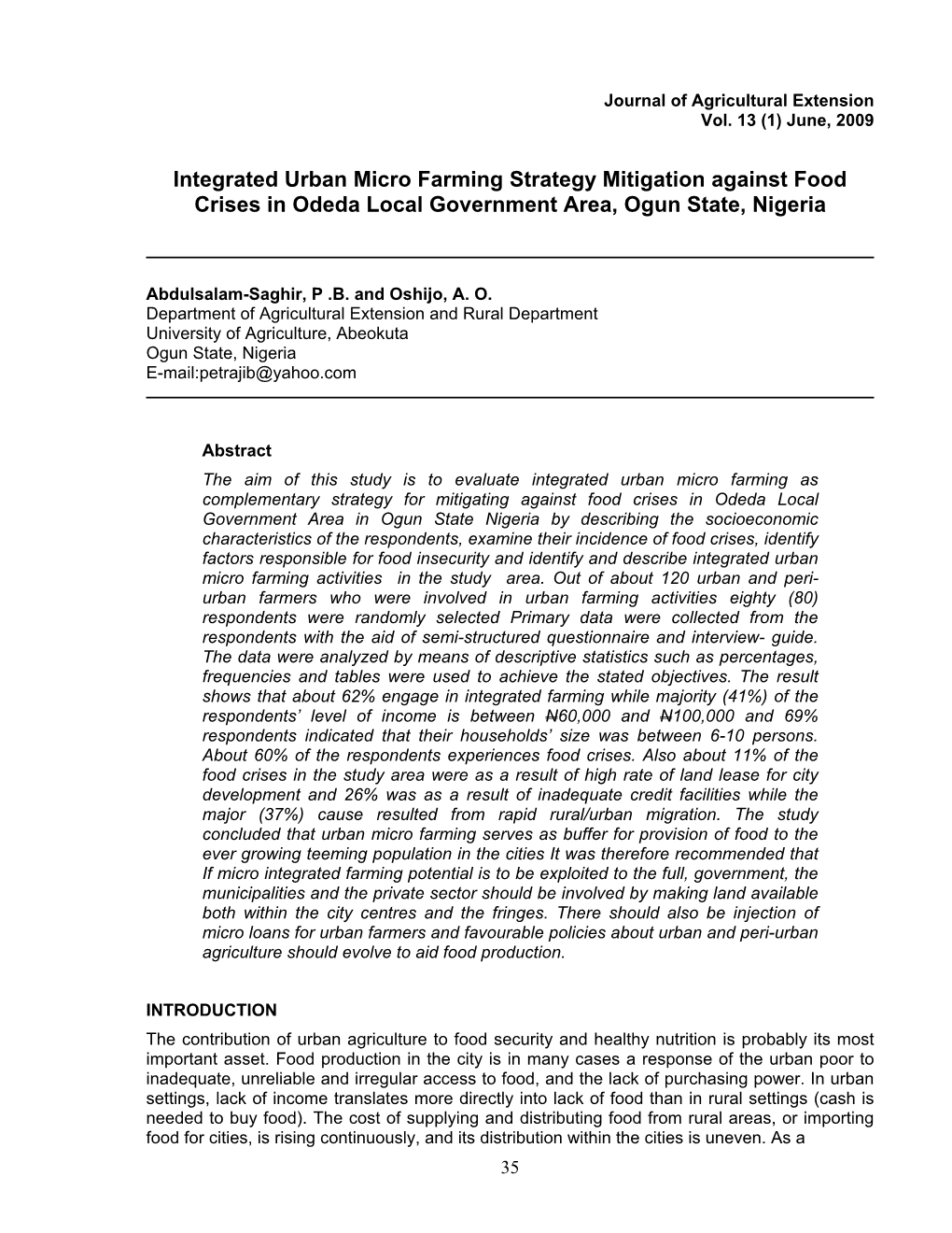 Evaluation of Job Performance of Village