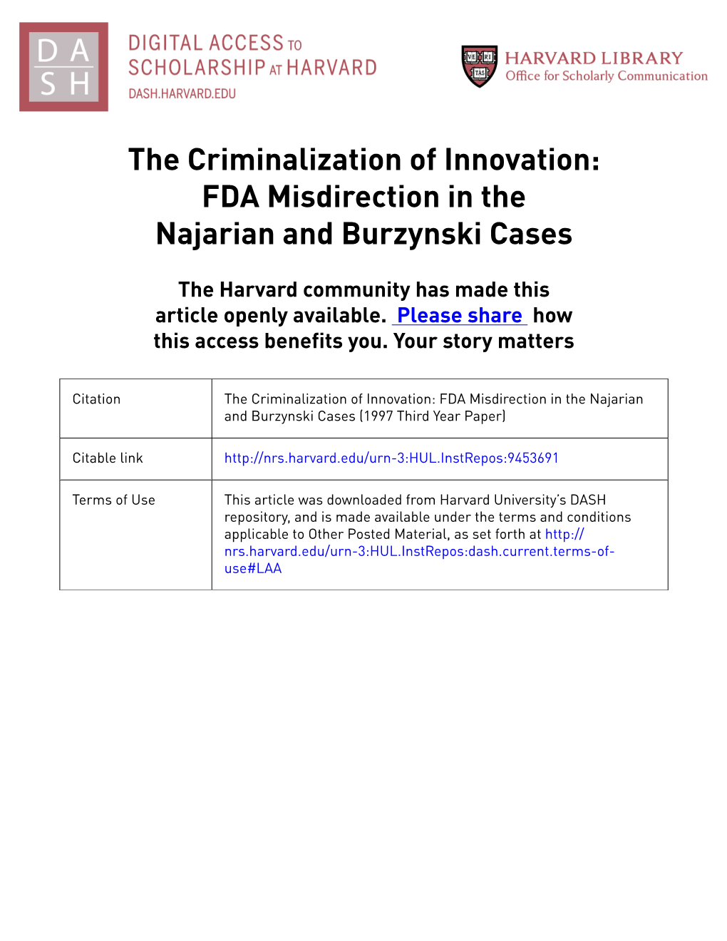 FDA Misdirection in the Najarian and Burzynski Cases