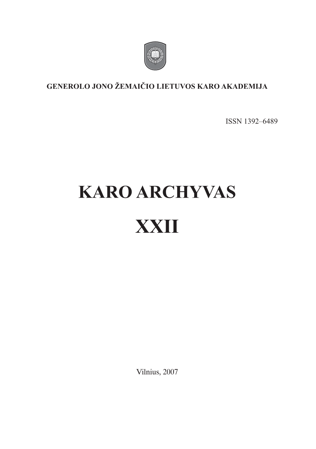 Karo Archyvas Xxii