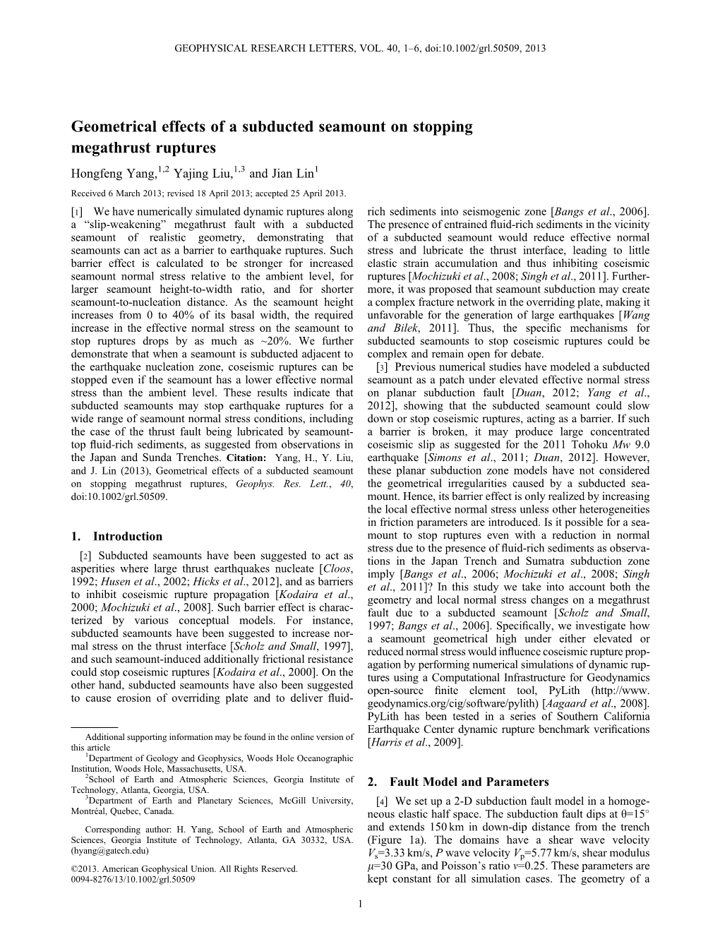 Geometrical Effects of a Subducted Seamount on Stopping Megathrust