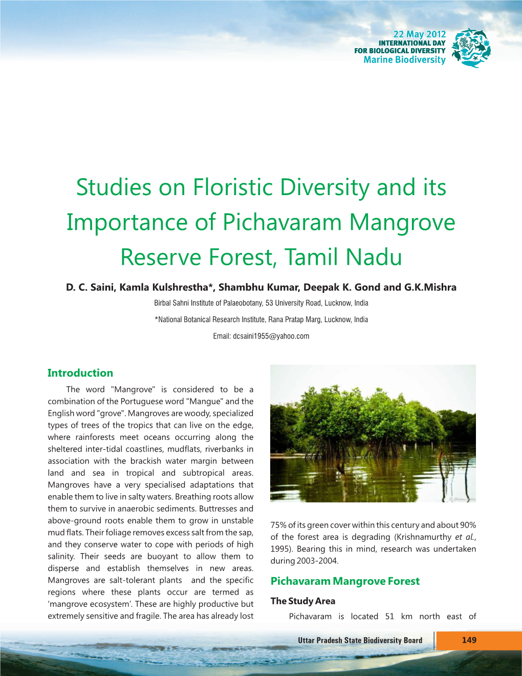 Studies on Floristic Diversity and Its Importance of Pichavaram Mangrove Reserve Forest, Tamil Nadu